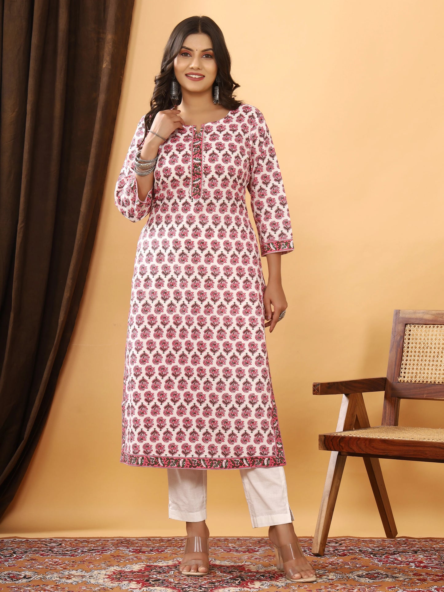 Gulabi Handblock Pocket Kurti