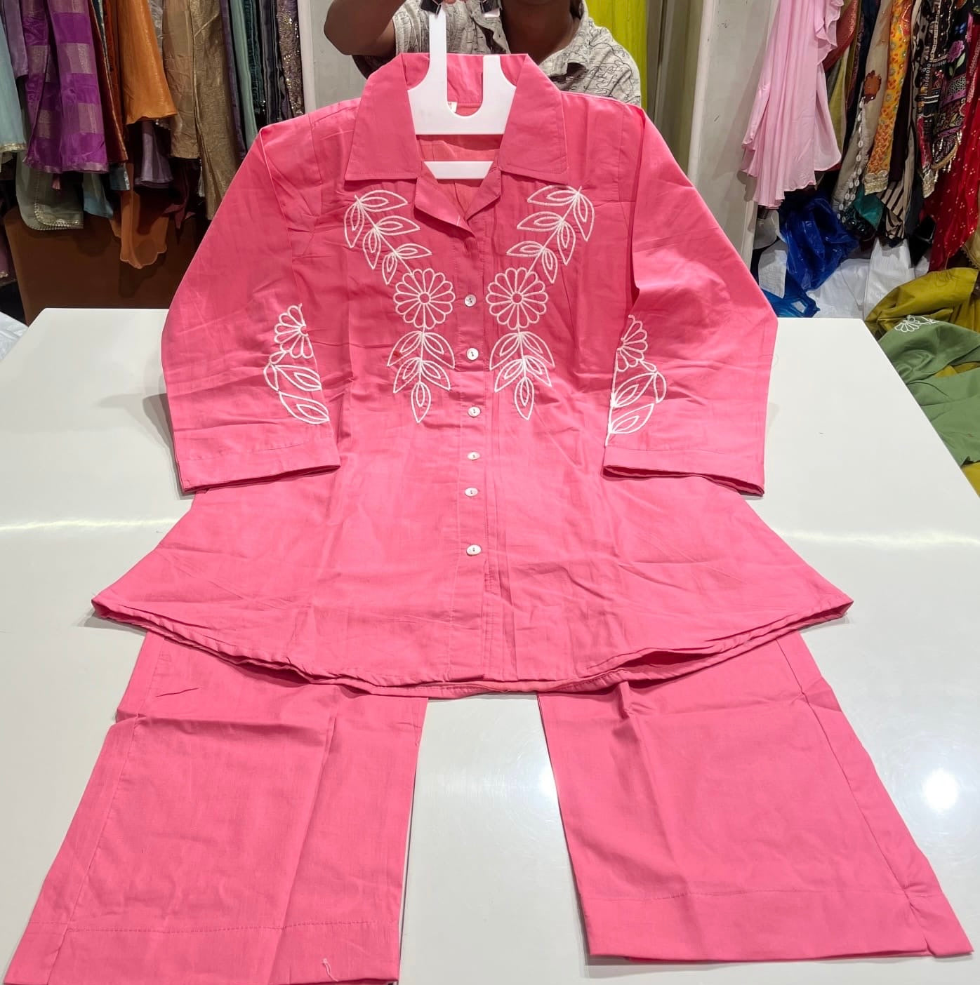 The Pink Floral Embroidered Co-ord Set