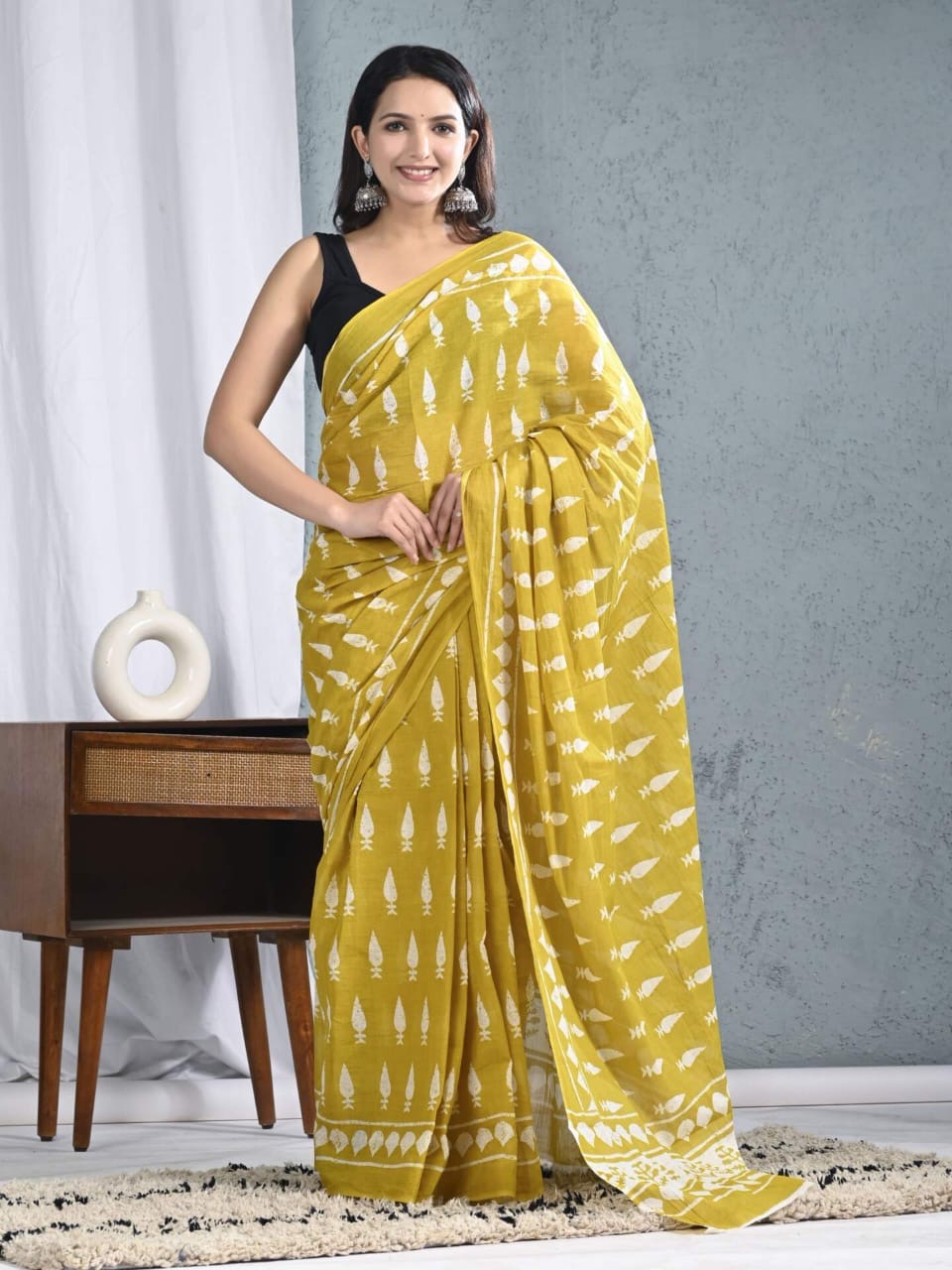 Mango Chinar Leaf Cotton Saree – RadhyaCollection