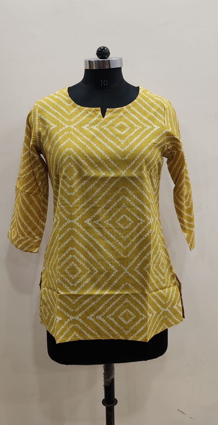 Yellow Geometric Print Cotton Short Top – Radhya