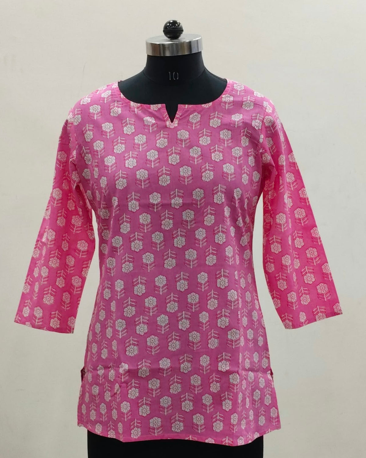 Hot Pink Floral Buti Cotton Short Top – Radhya