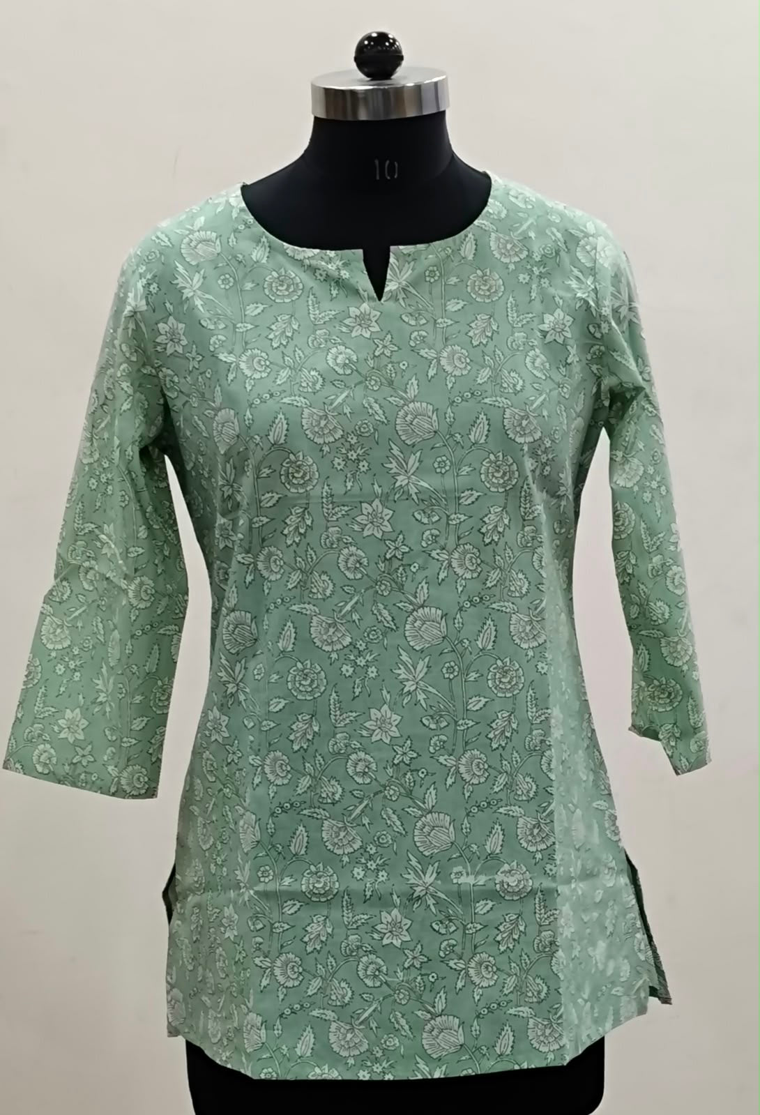 Mint Sage Paisley Print Cotton Short Top – Radhya