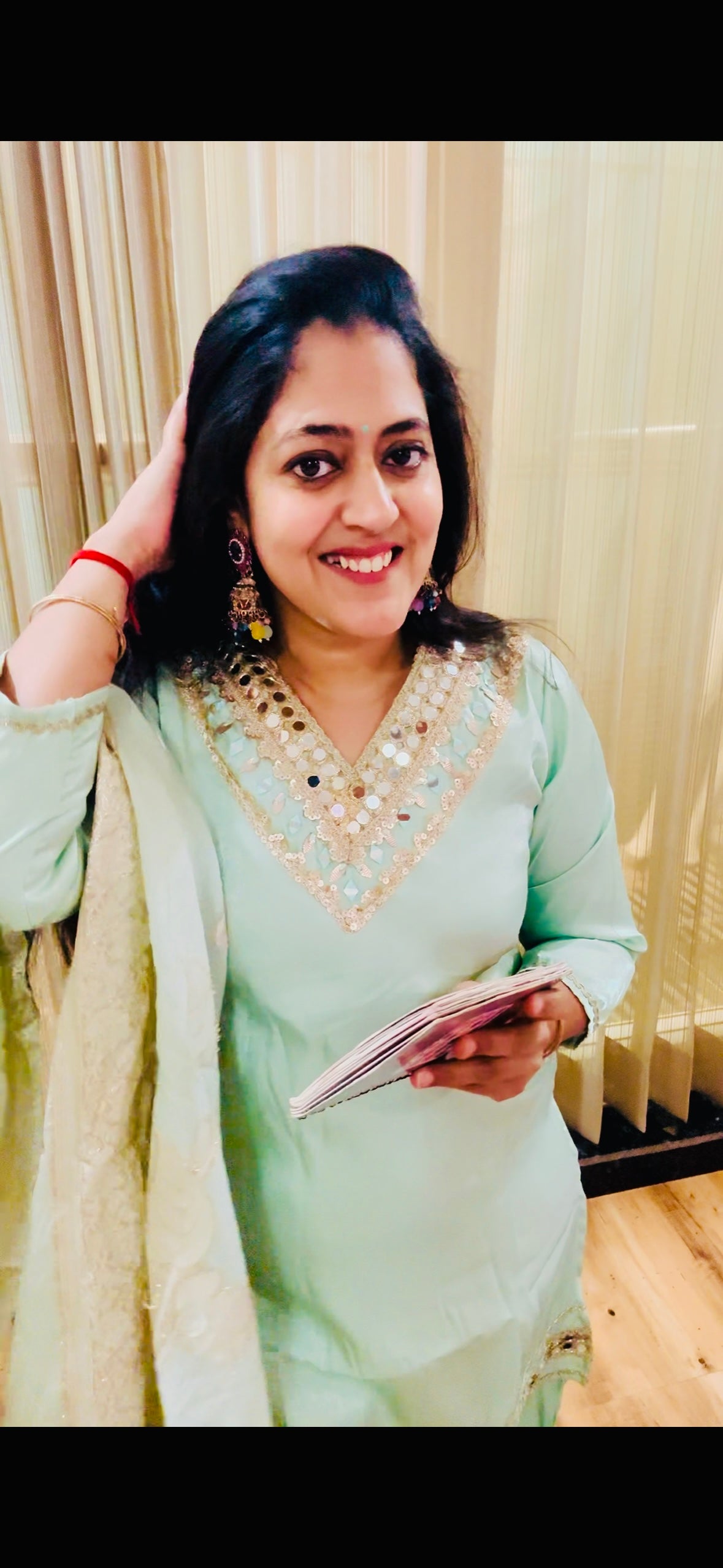 Mint Green Mirror Work Sharara