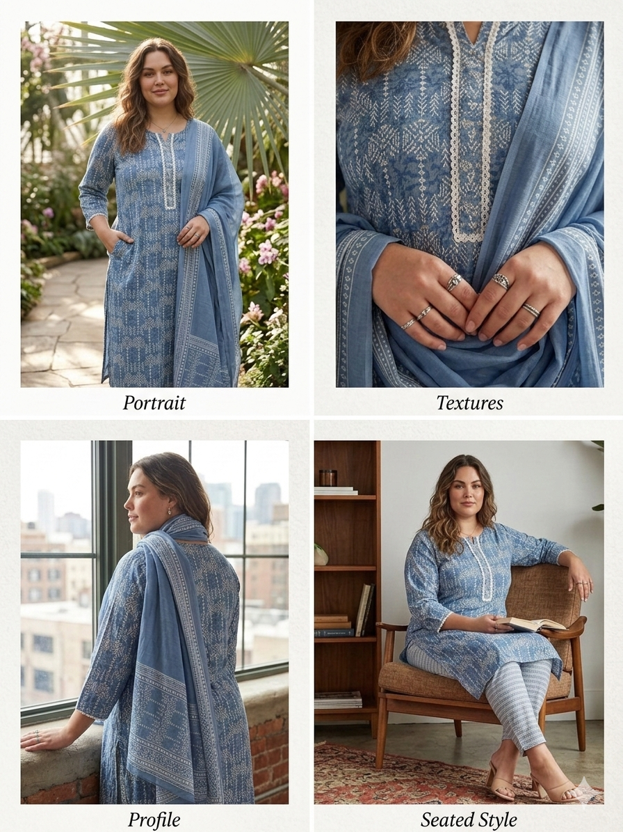 Radiant Blue Indigo Printed Salwar Kameez Suit Set with Dupatta – Radhyacollection
