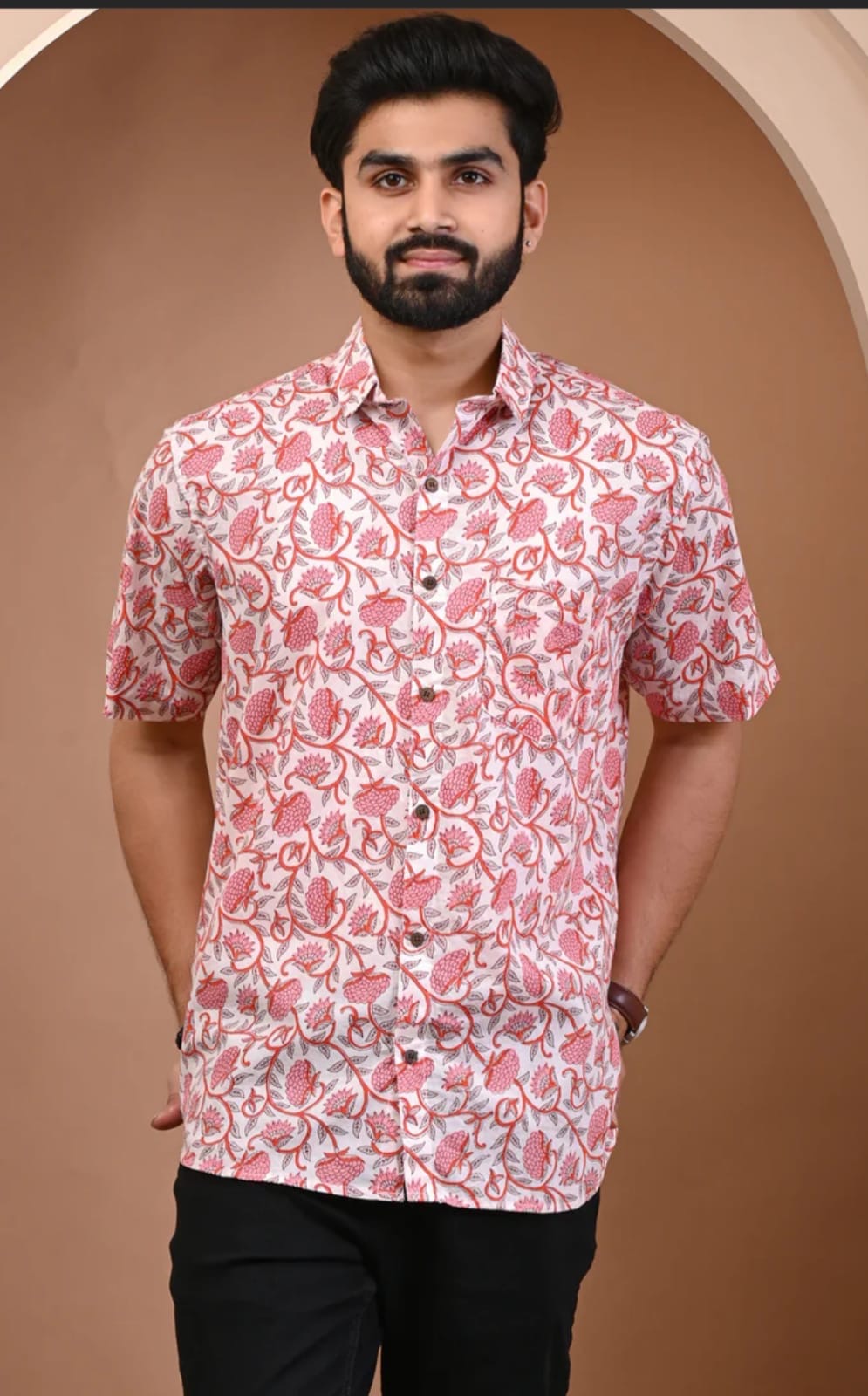 White Tiger Print Cotton Shirt