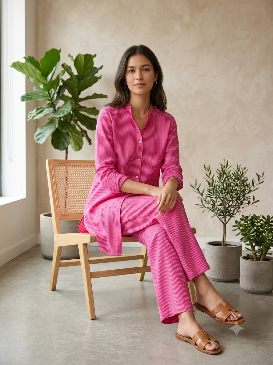 Katha Cotton 2-Piece Set Pink