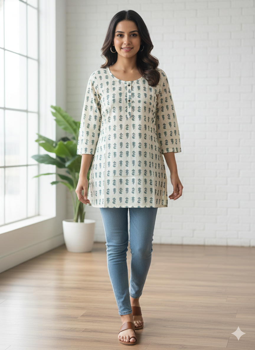 Aanya Hand-Block Printed Cotton Tunic