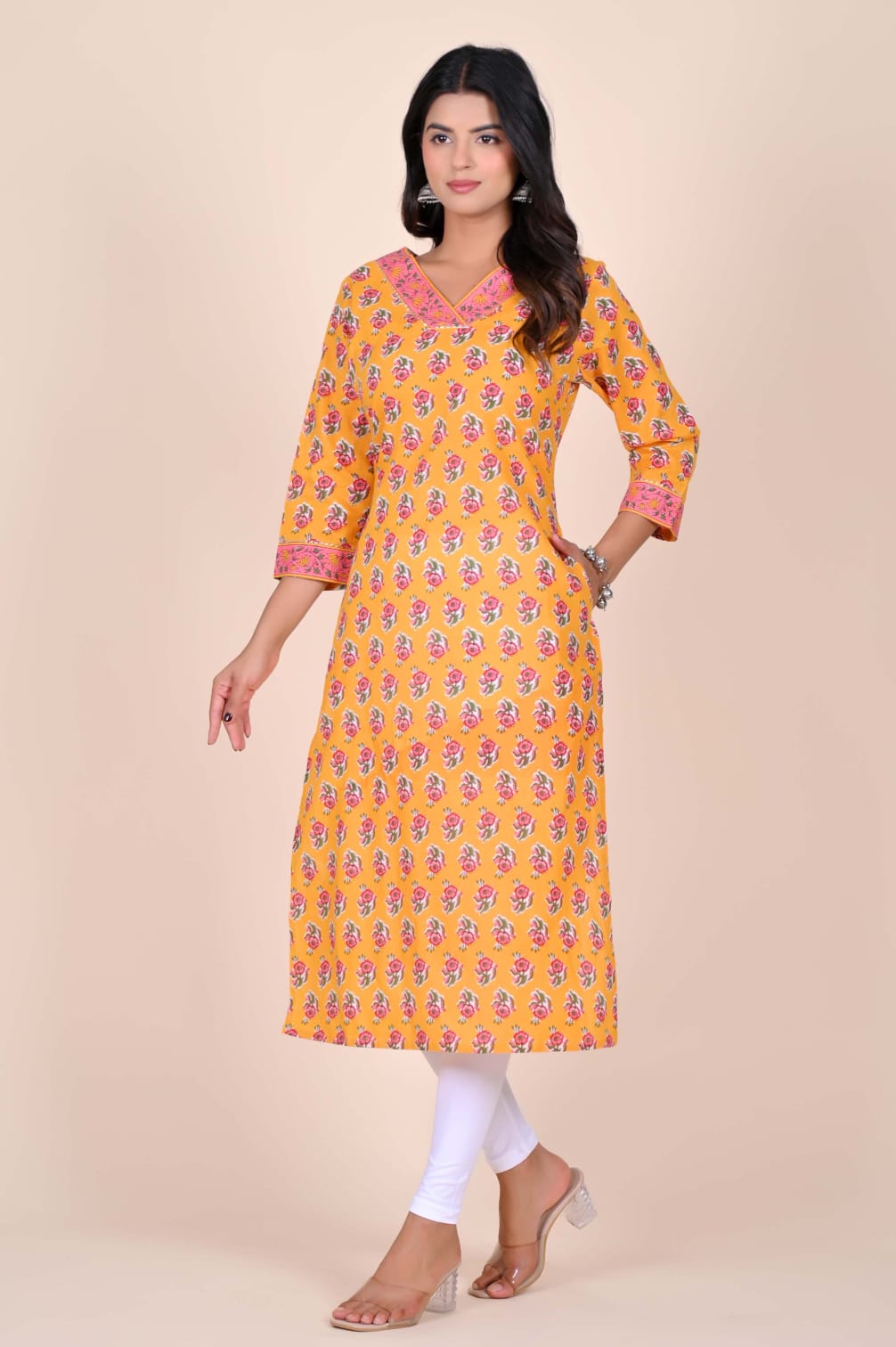 Sunset Bloom Handblock Kurti