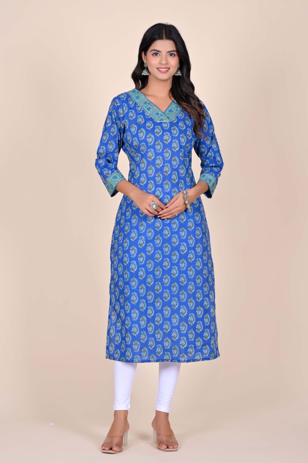 Neel Boota Handblock Pocket Kurti