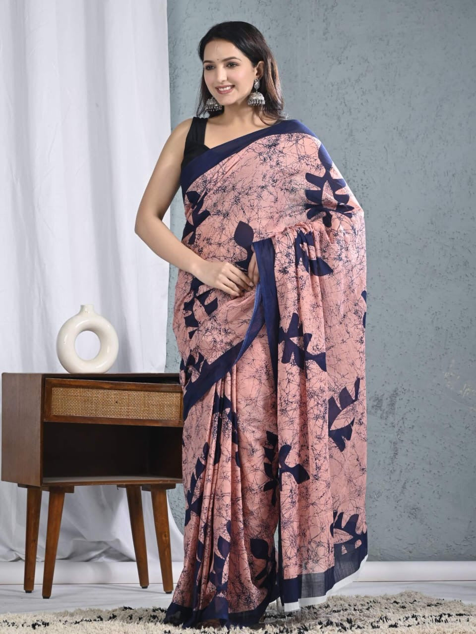 Batik Bloom Pink Cotton Saree – RadhyaCollection