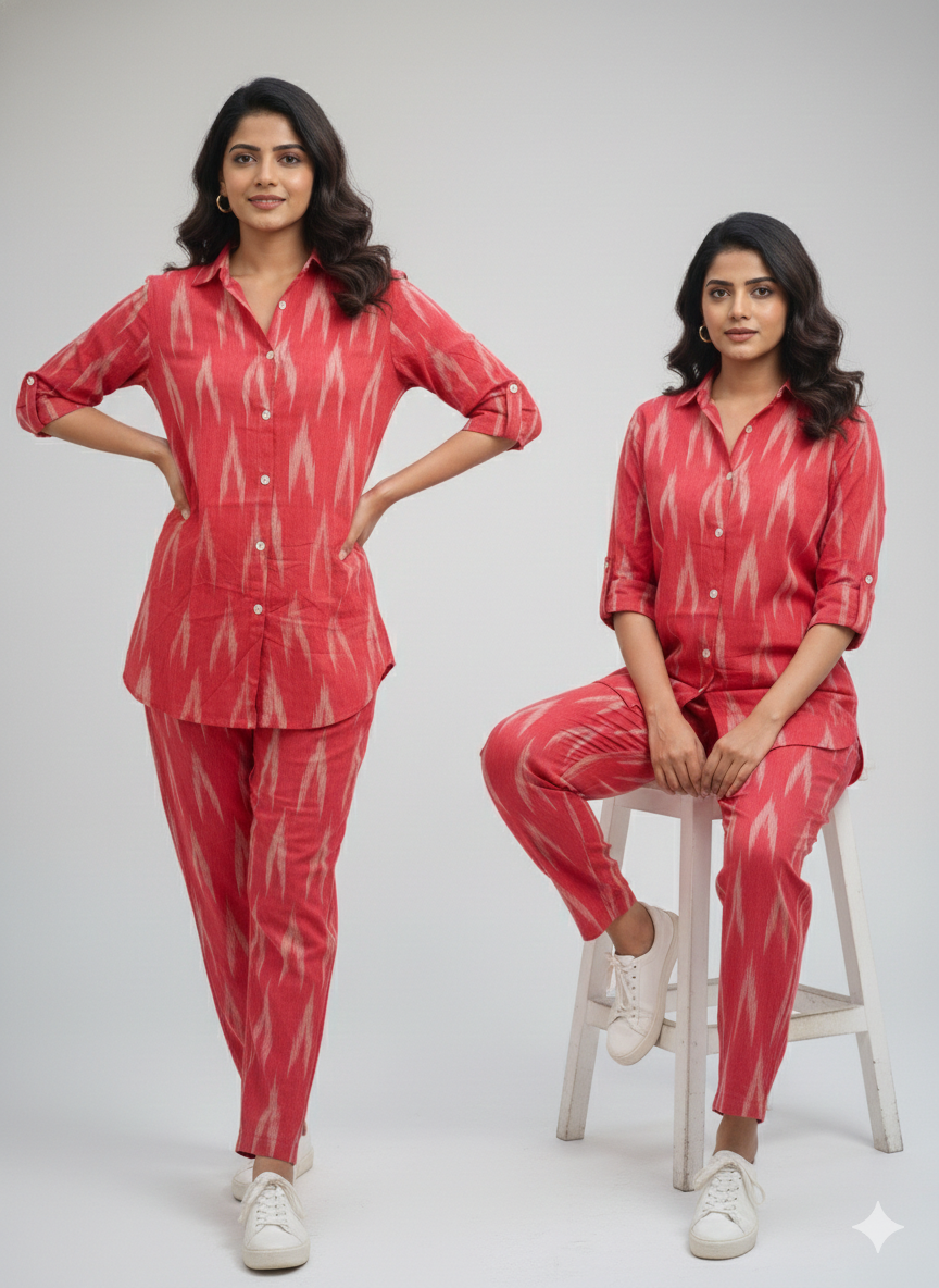 Crimson Ikat Co-ord Set