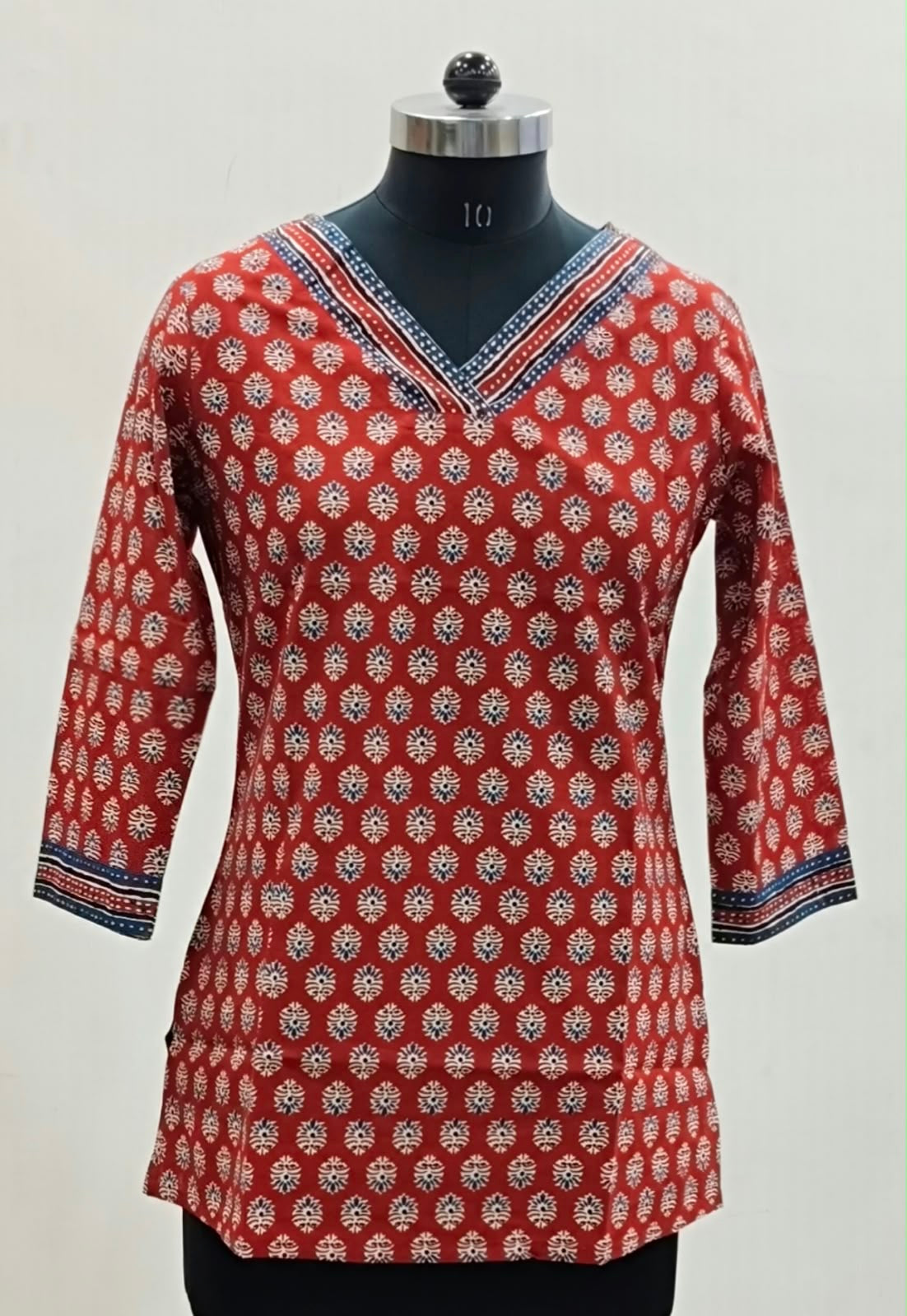 Rust Red Buti Print Cotton Short Top – Radhya