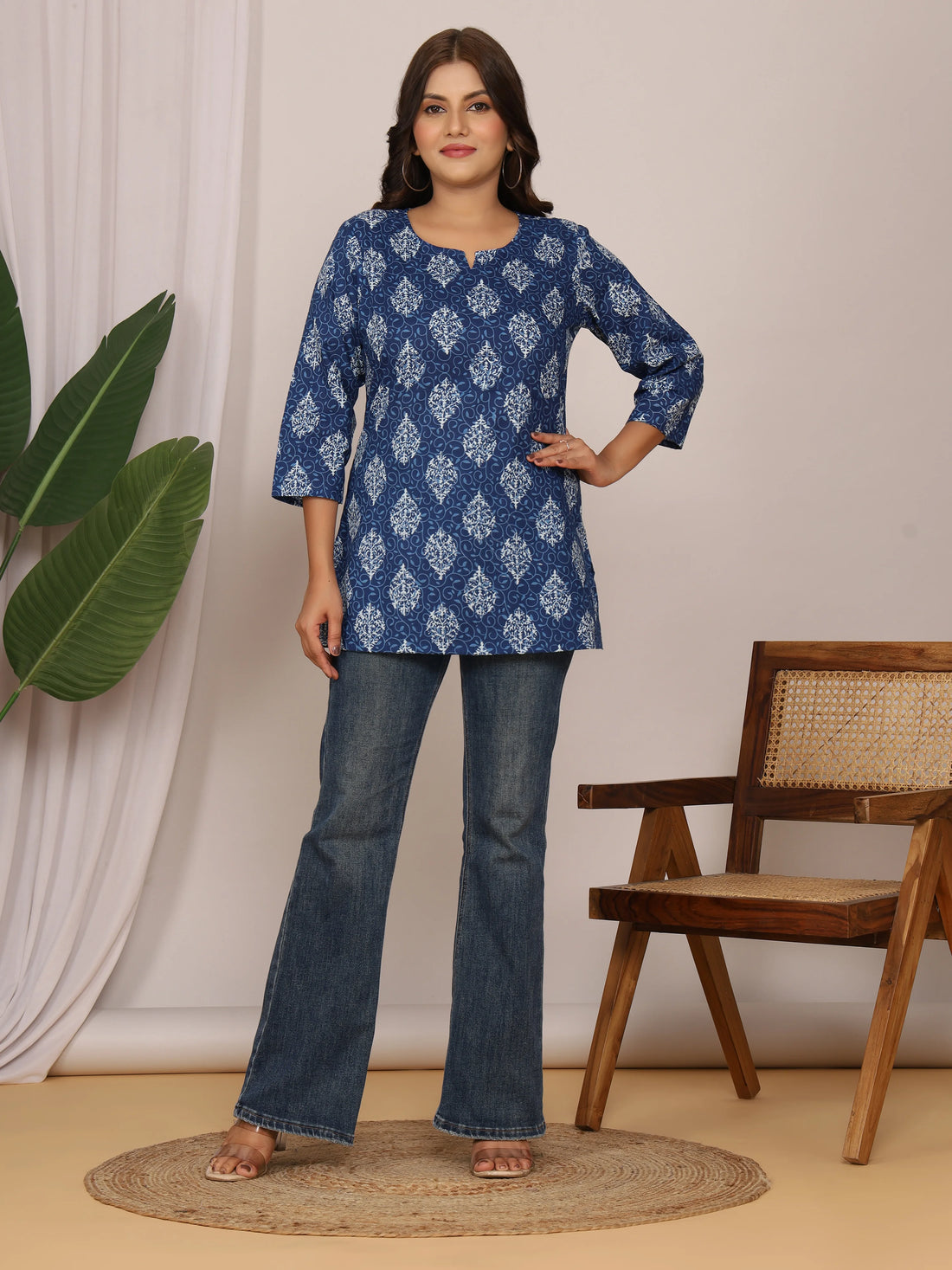 Royal Blue Butti Print Kurti