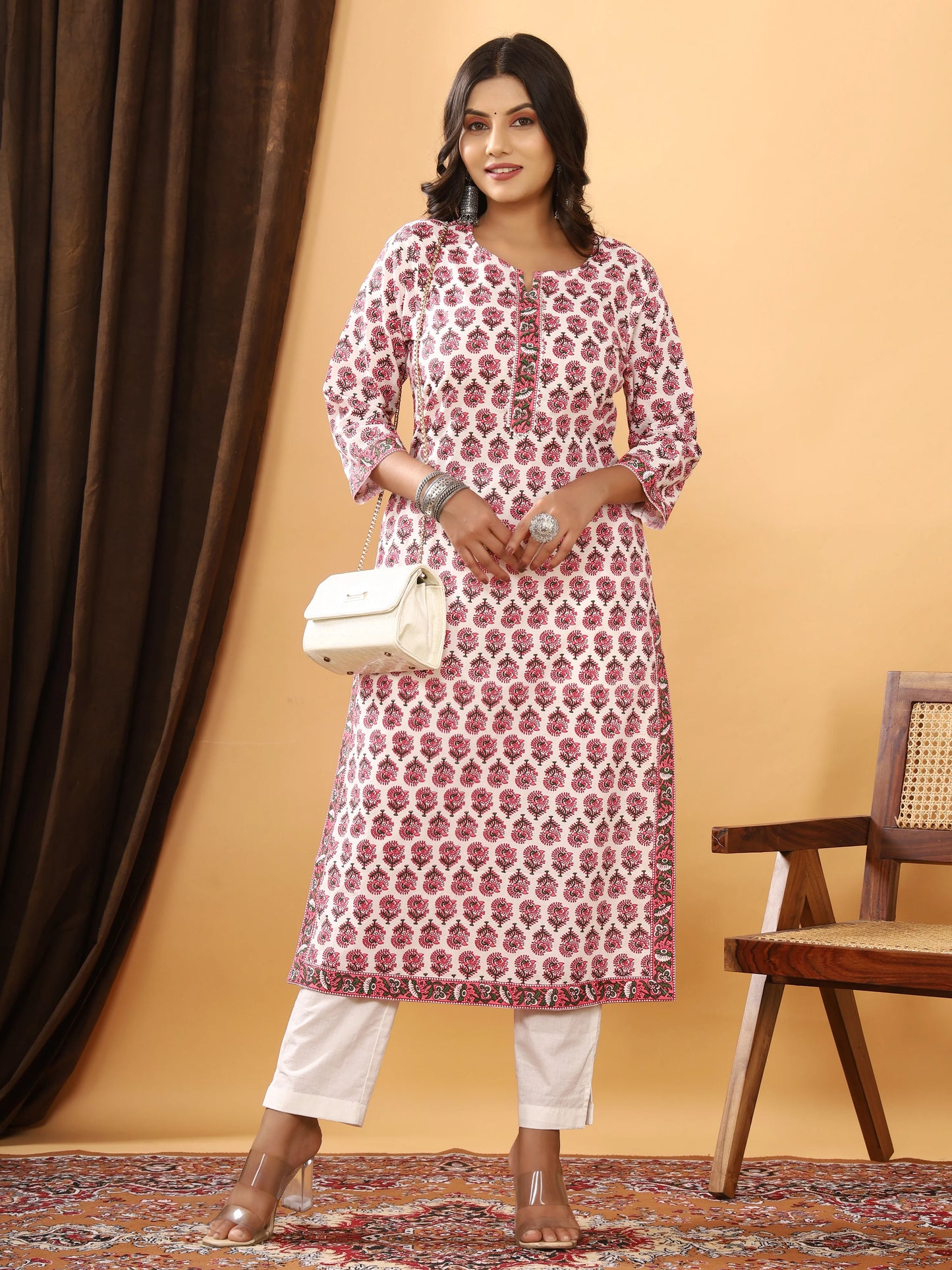 Gulabi Handblock Pocket Kurti