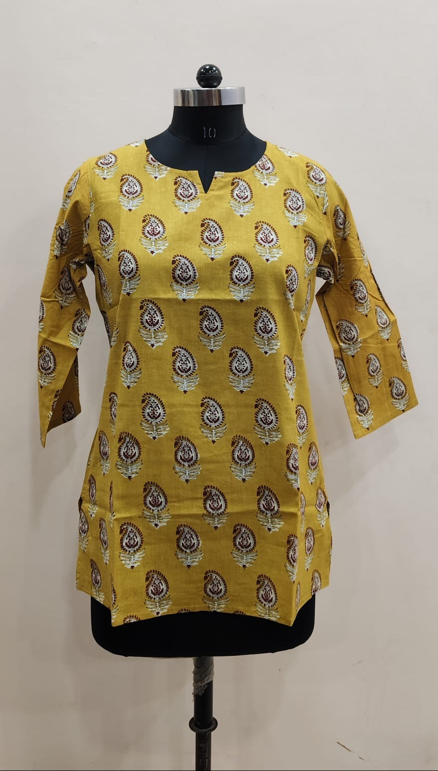 Mustard Paisley Butta Cotton Short Top – Radhya