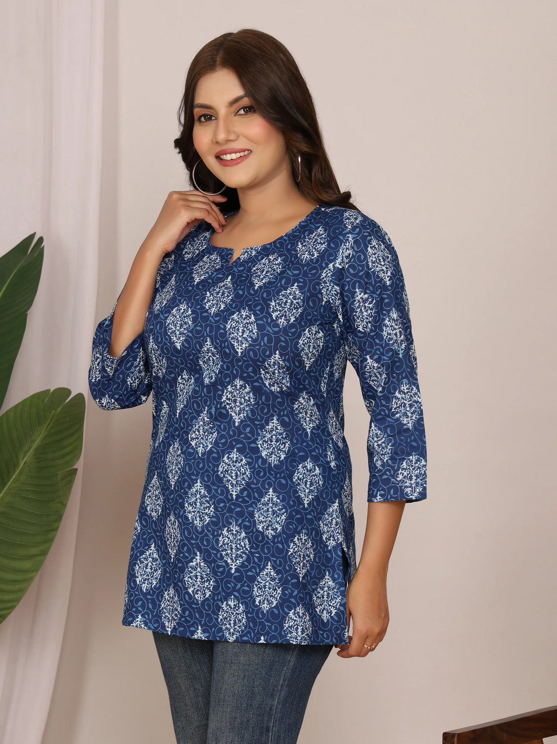 Royal Blue Butti Print Kurti
