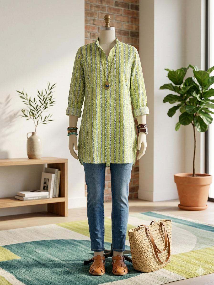 Verdant Stripe Kurti