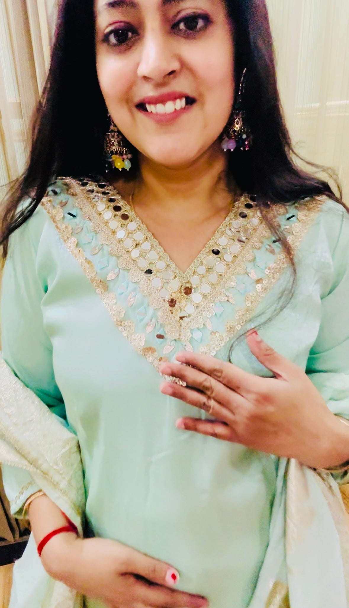 Mint Green Mirror Work Sharara