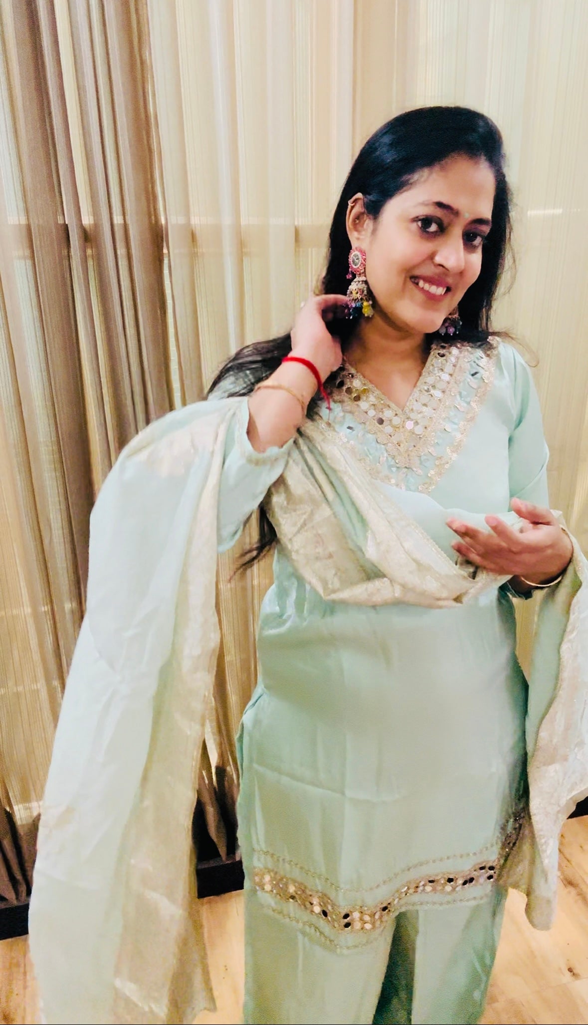 Mint Green Mirror Work Sharara