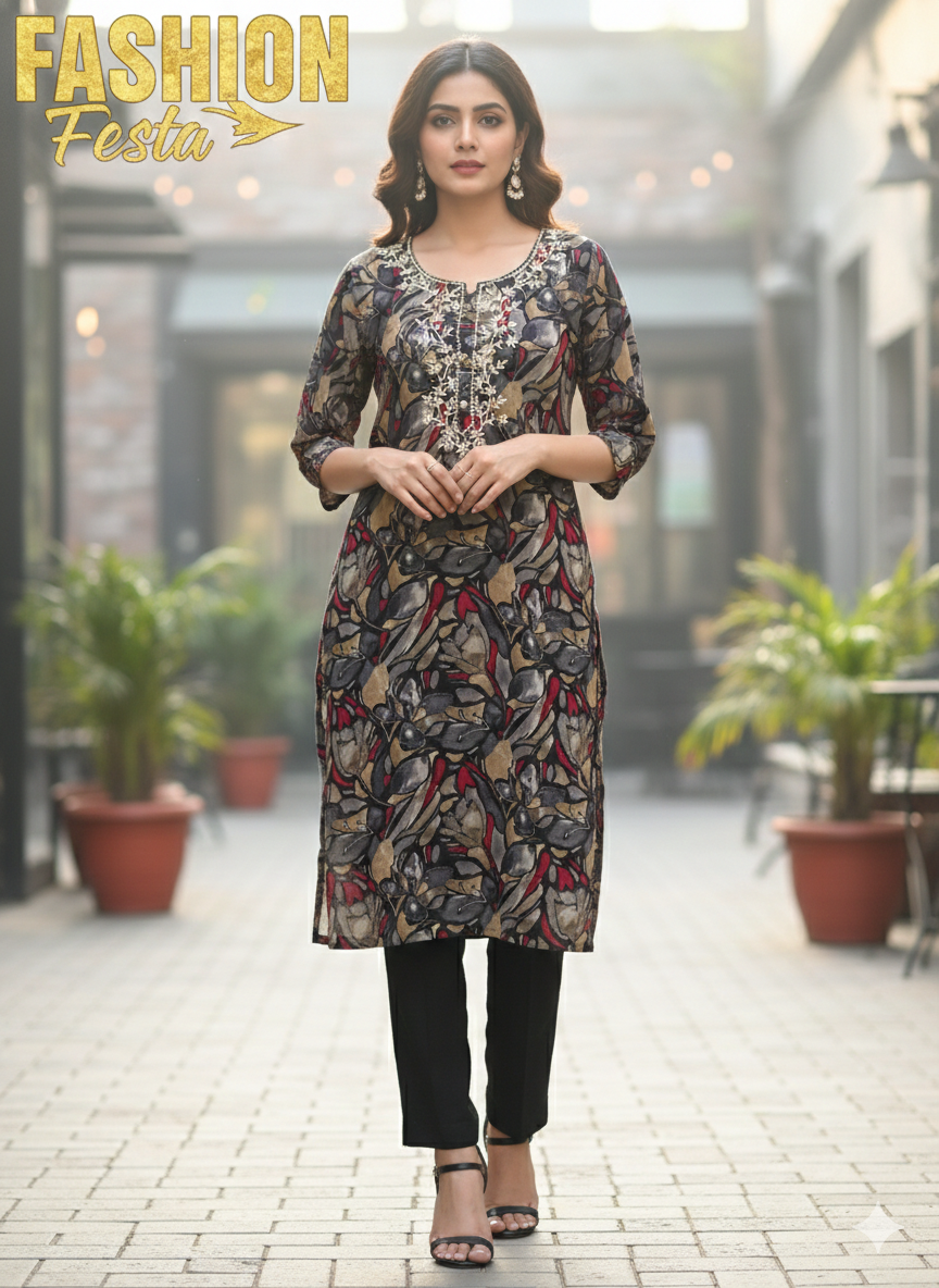 Chinon Silk Kurti with Zardosi Artistry