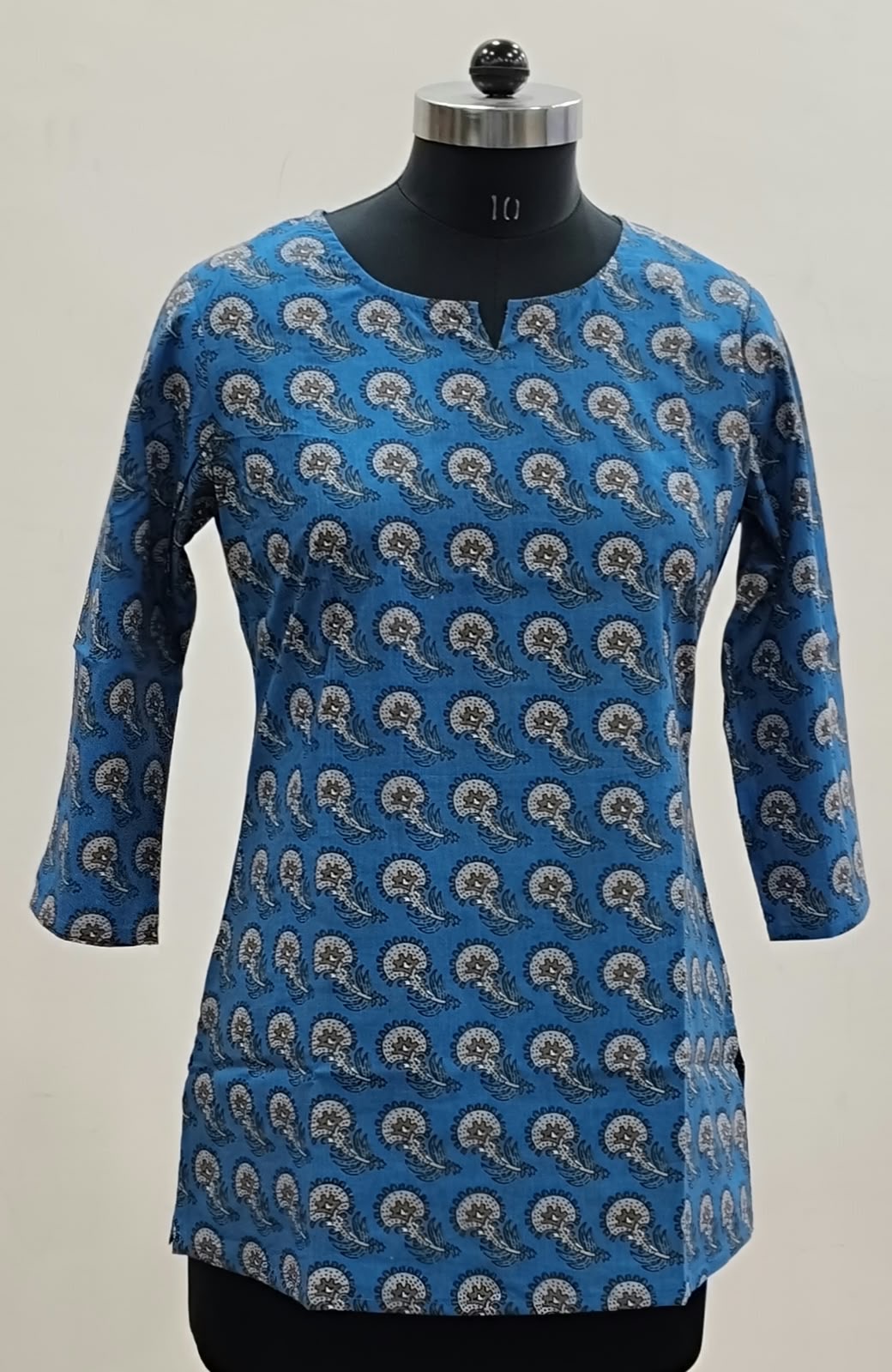 Cobalt Blue Paisley Cotton Short Top – Radhya