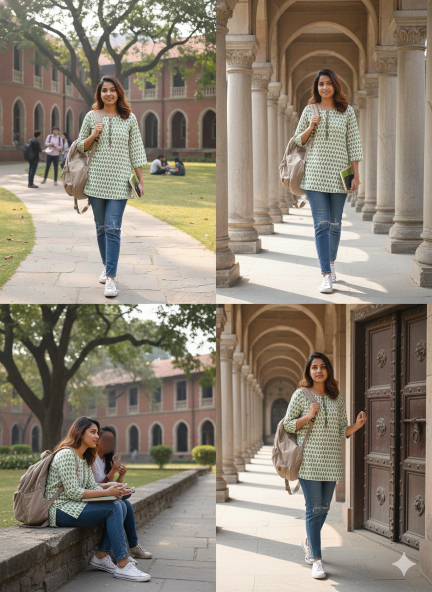 Sage Leaf Printed Cotton Kurti