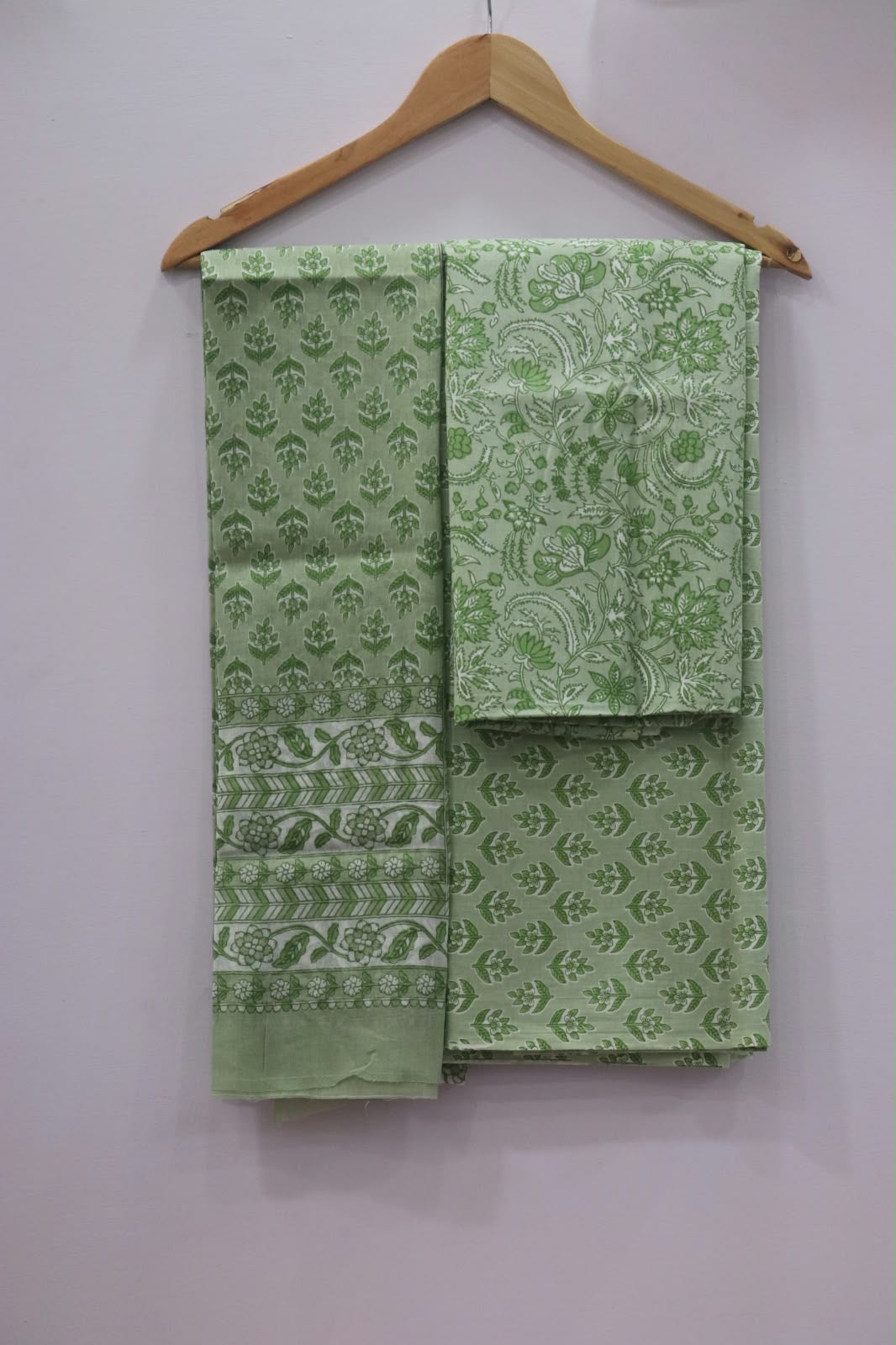 Sage Green Tonal Floral Jaal Print Unstitched Cotton Suit with Mulmul Dupatta – Radhya