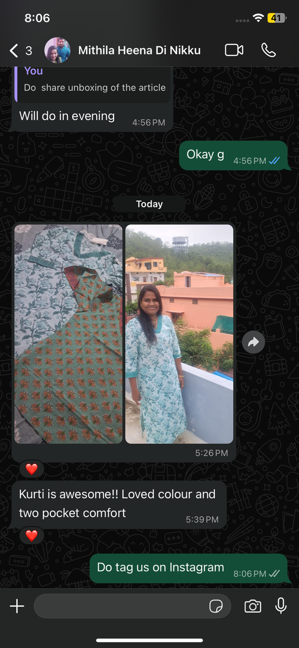 Mithila says :- The fabric is incredibly breathable, and the best part is the double side pockets. 