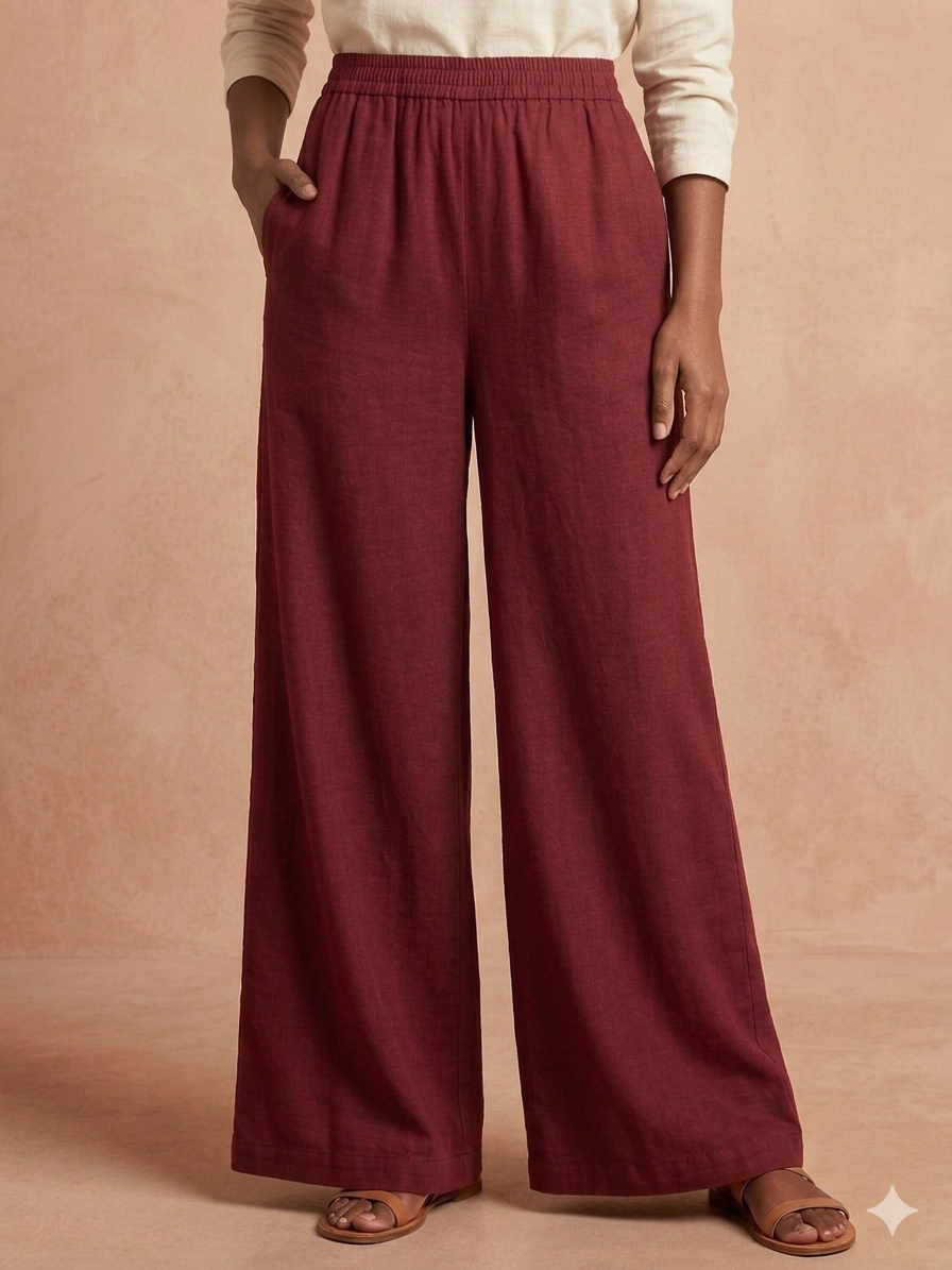 Radhya Classic Maroon Single-Pocket Palazzo
