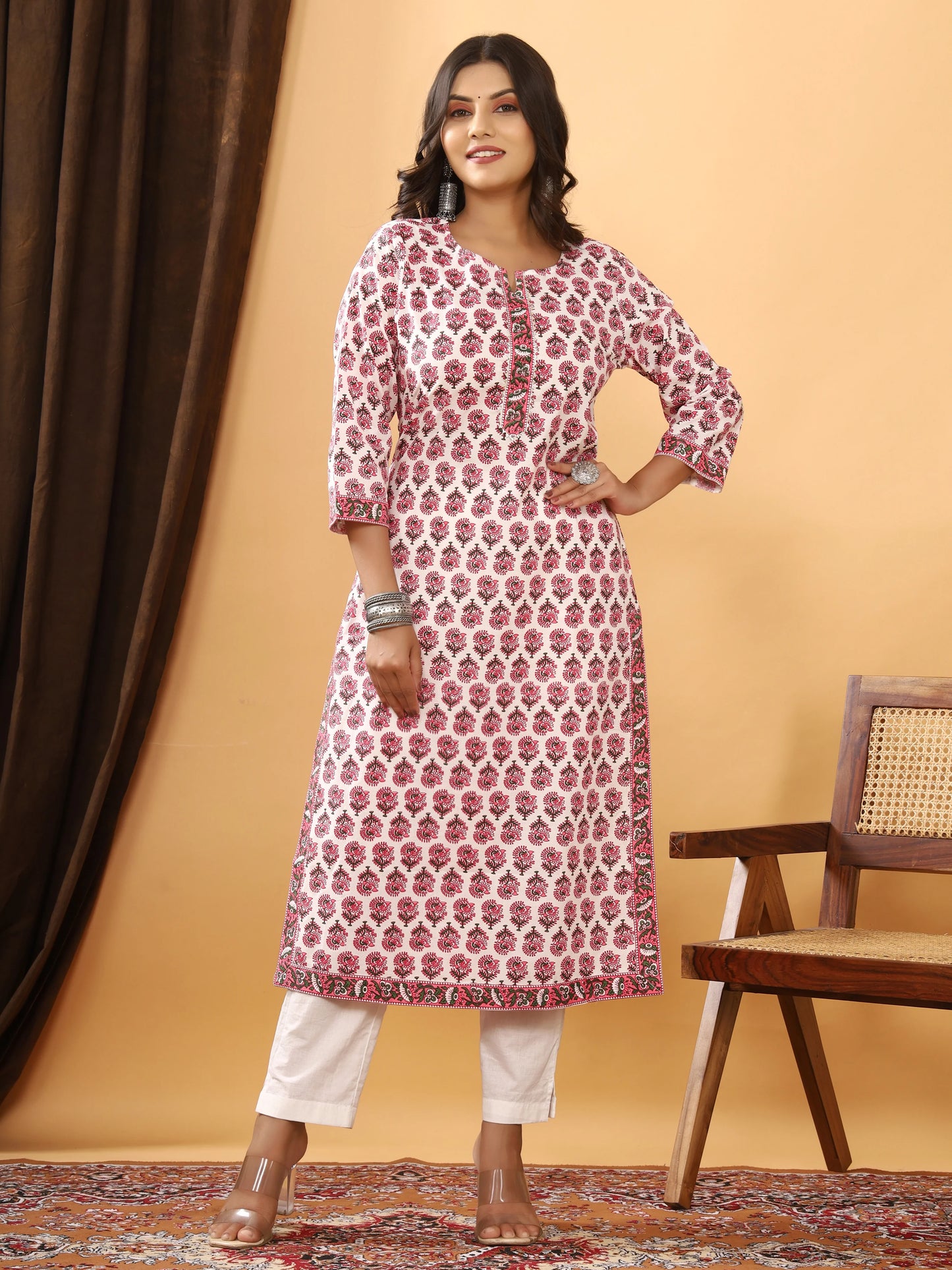 Gulabi Handblock Pocket Kurti
