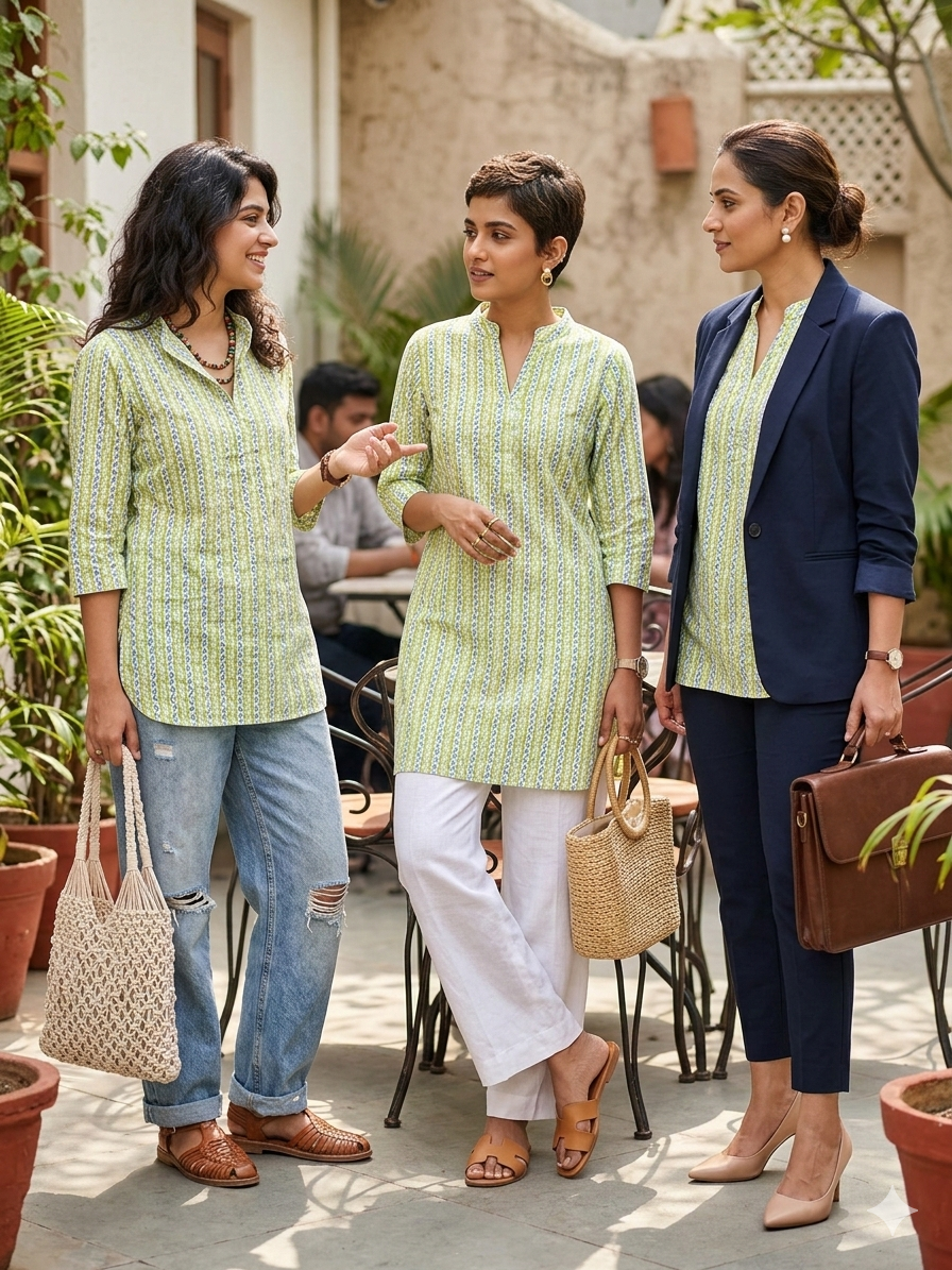 Verdant Stripe Kurti