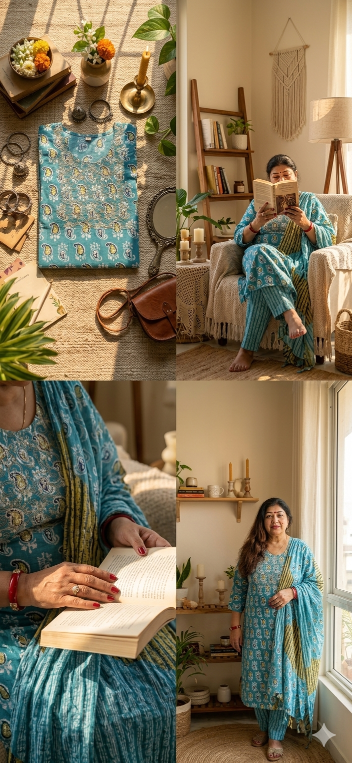 Radhya Collection | Premium Teal Paisley Kurta Set with Dupatta