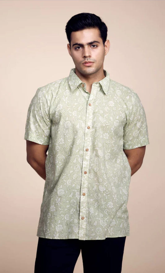 Multicolor Paisley Kalamkari Hand Block Printed Shirt