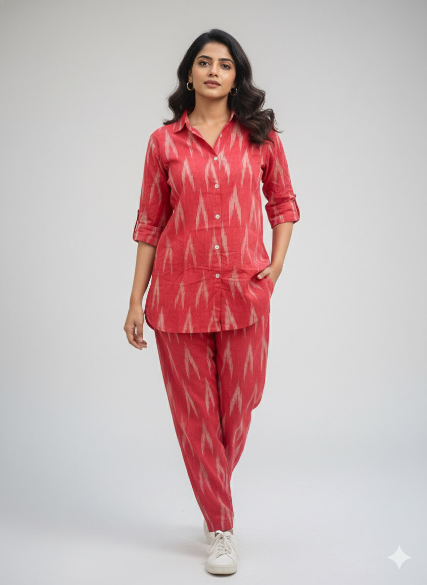 Crimson Ikat Co-ord Set