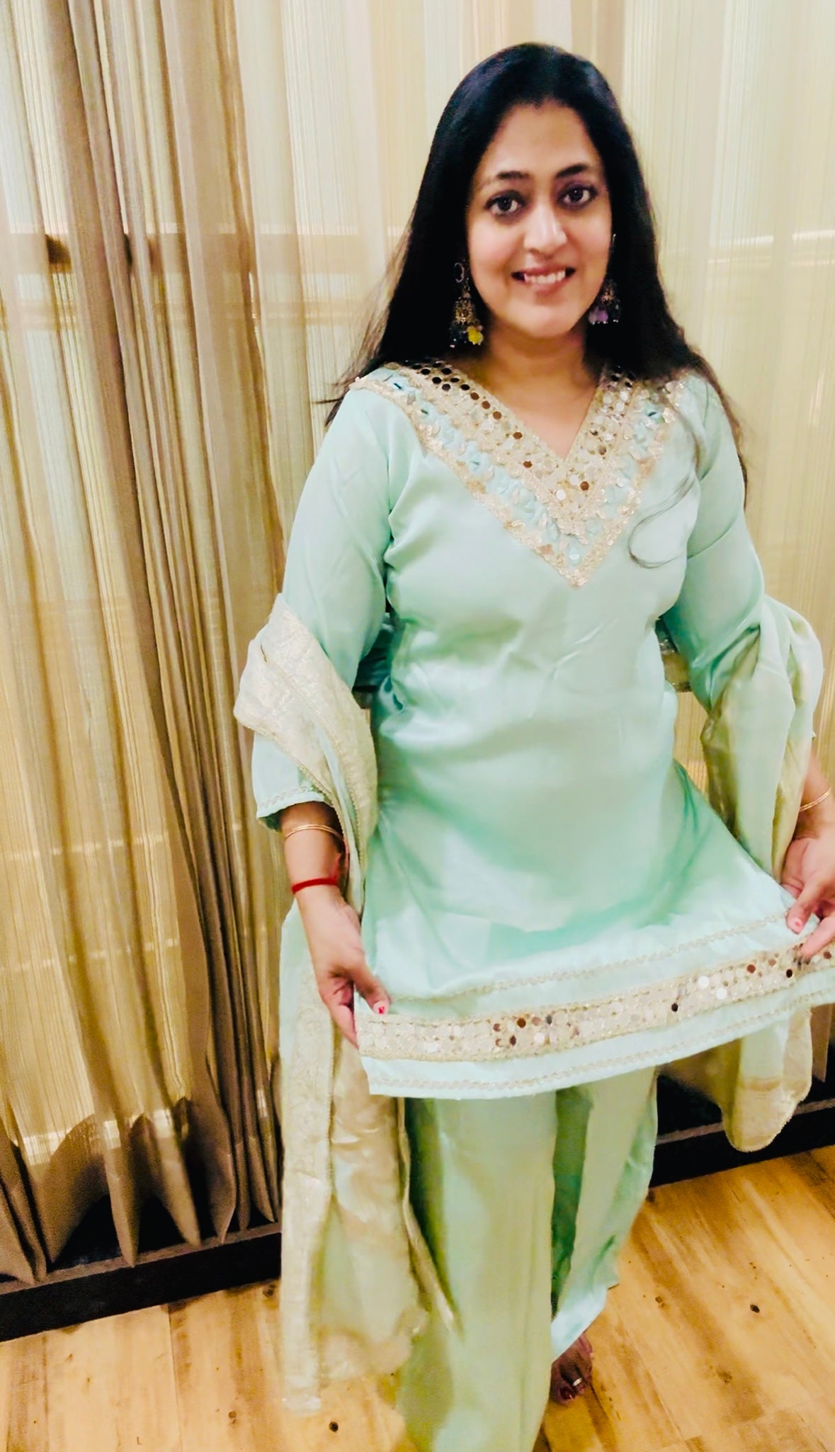 Mint Green Mirror Work Sharara