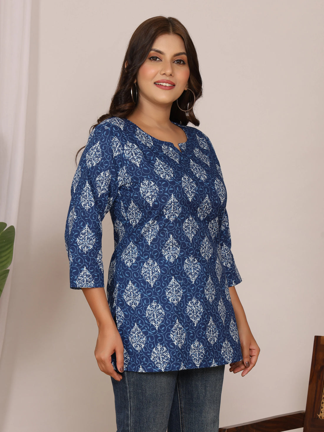 Royal Blue Butti Print Kurti