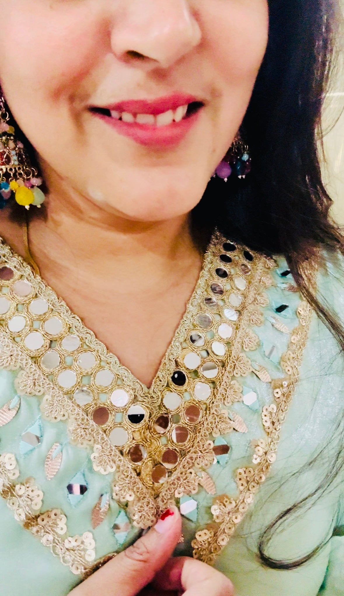 Mint Green Mirror Work Sharara