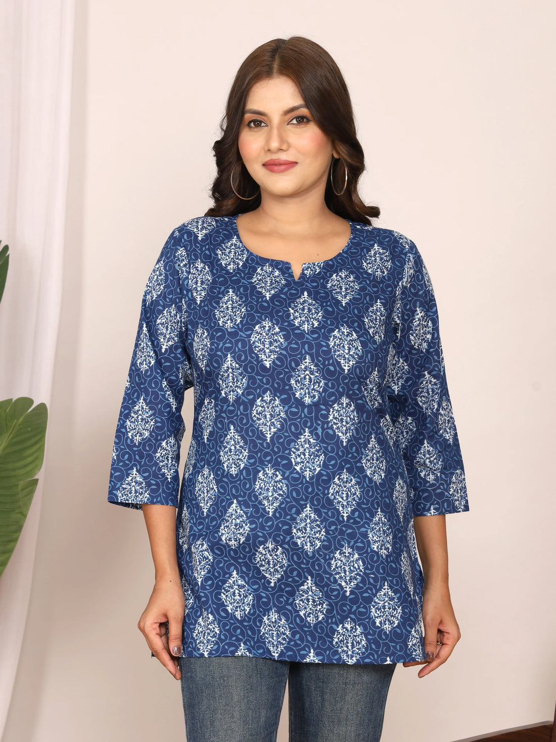Royal Blue Butti Print Kurti