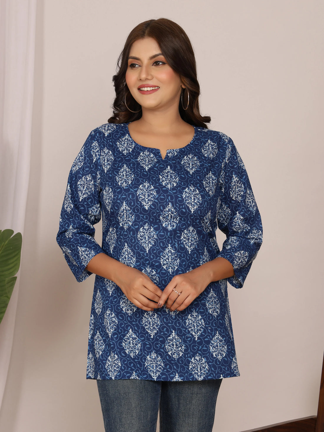 Royal Blue Butti Print Kurti