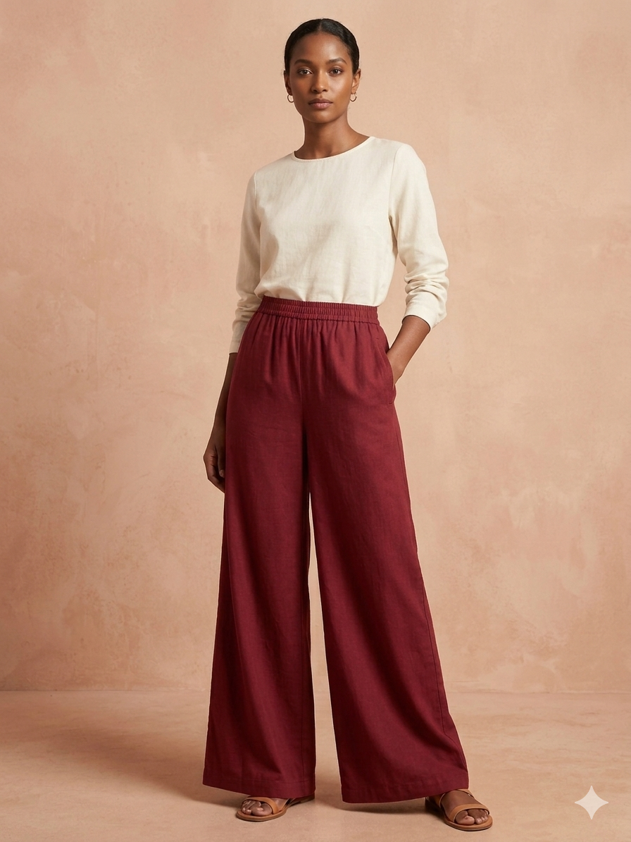 Radhya Classic Maroon Single-Pocket Palazzo