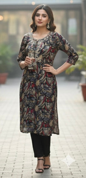 Chinon Silk Kurti with Zardosi Artistry