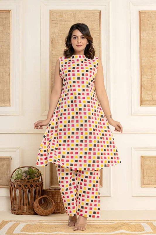 Vibrant Ikat Print Cotton Co-ord Set