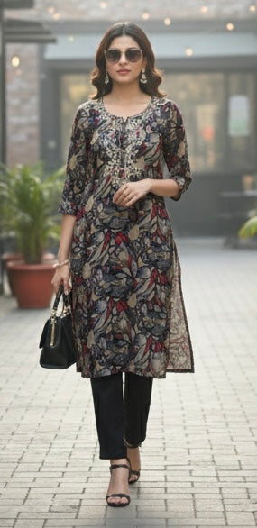 Chinon Silk Kurti with Zardosi Artistry
