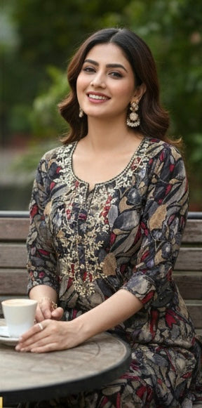 Chinon Silk Kurti with Zardosi Artistry