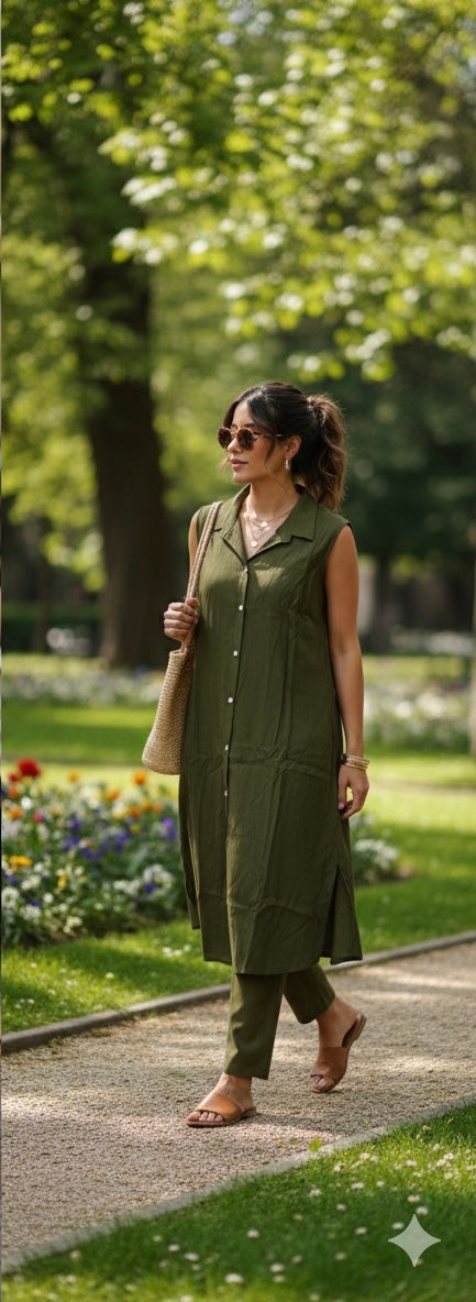 Classic Olive Cotton Co-ord Set