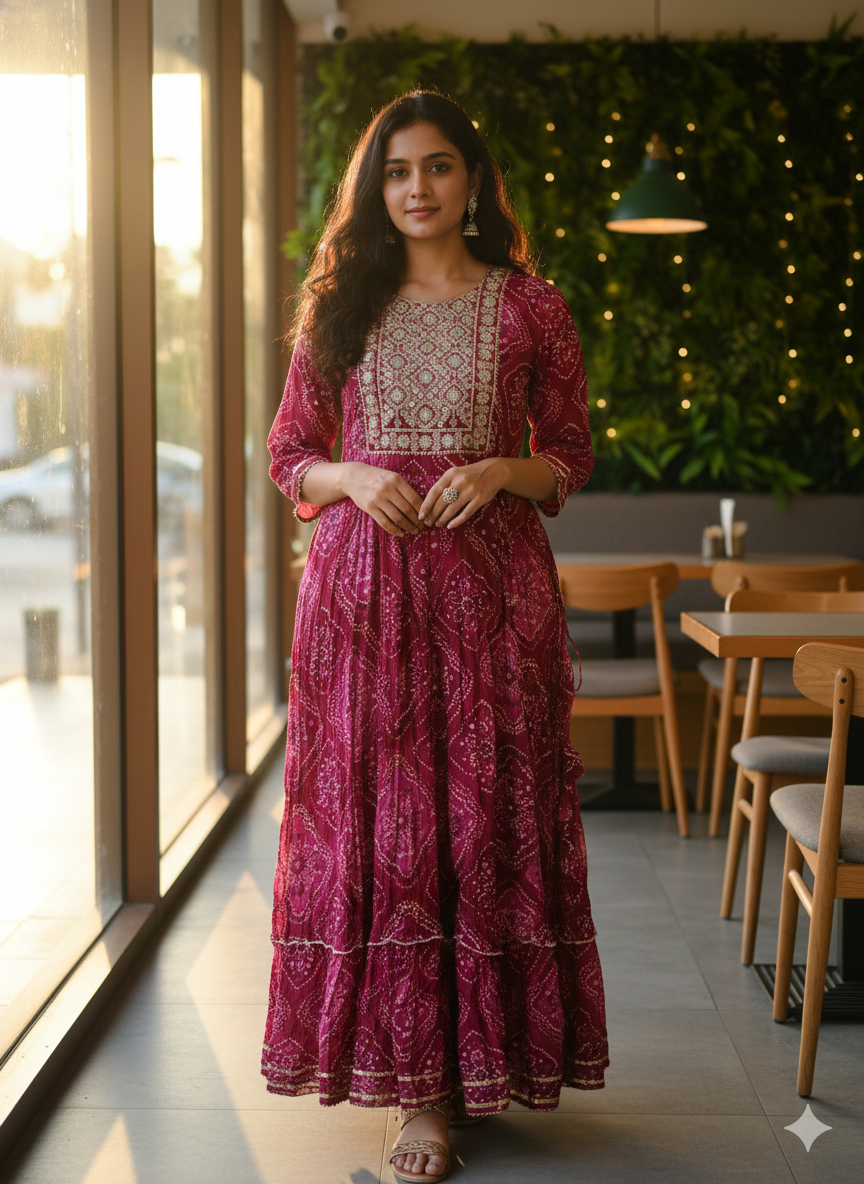 Bandhani Print Anarkali Kurta