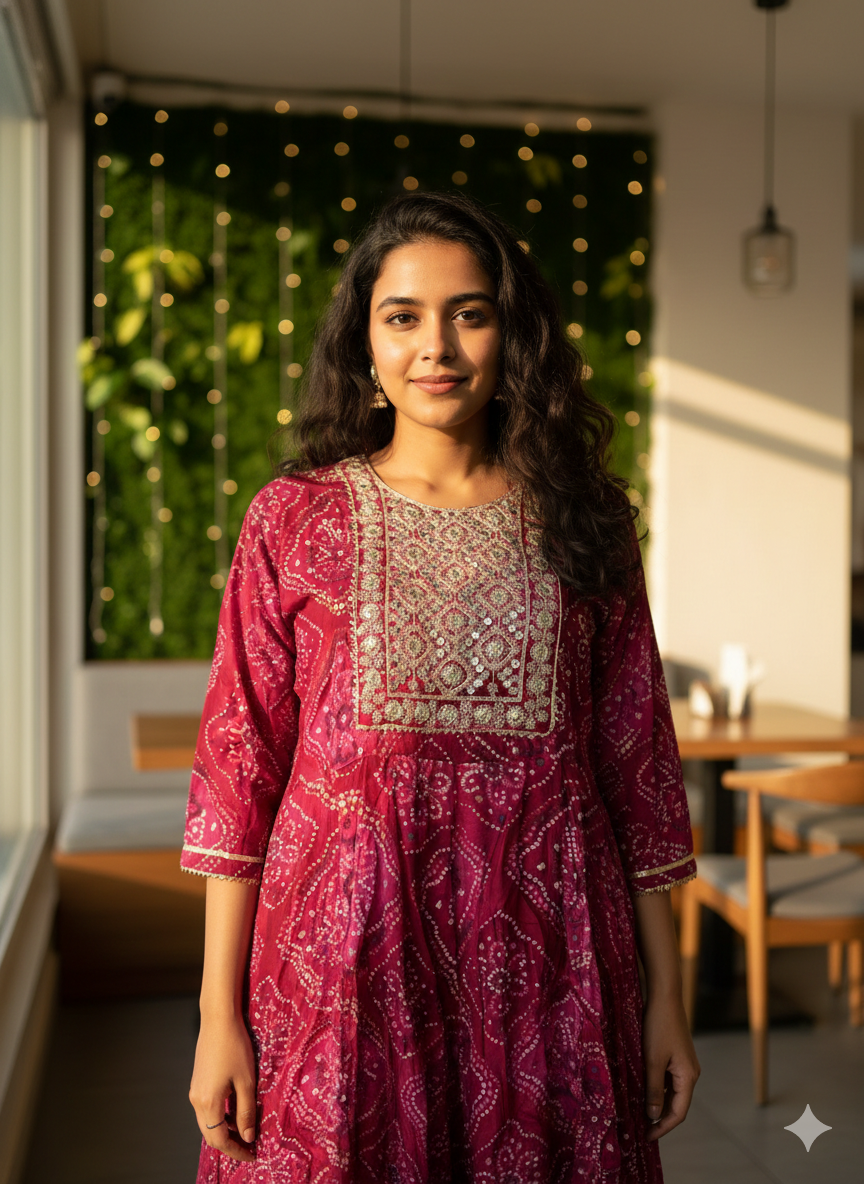 Bandhani Print Anarkali Kurta