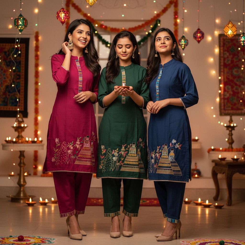 The "Utsav" Hand-Embroidered Rayon Co-ord Set