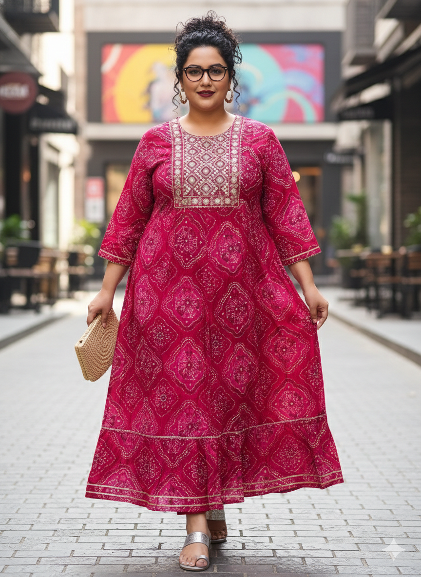 Bandhani Print Anarkali Kurta
