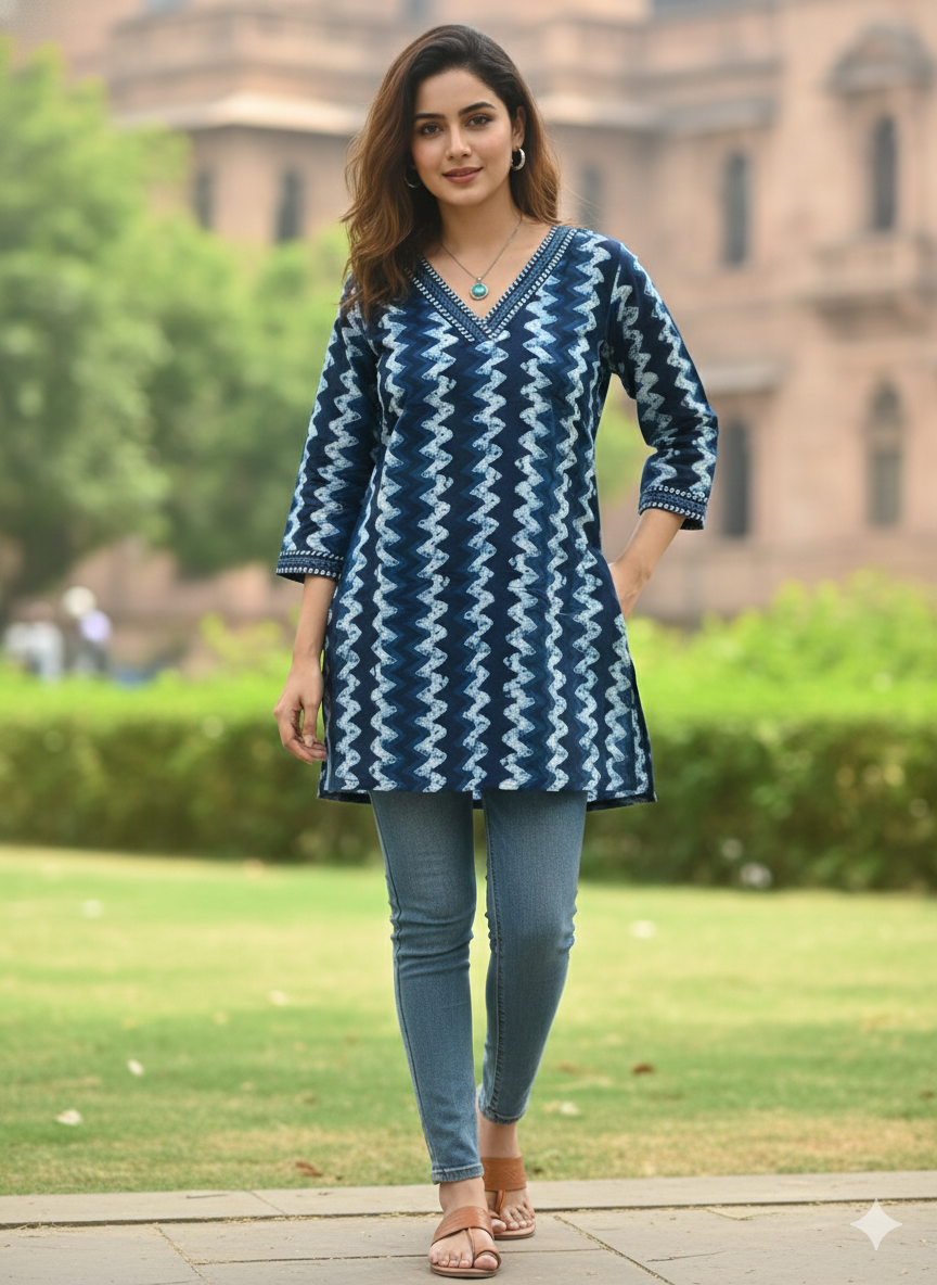 Indigo Wave Handblock Kurti